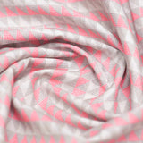 Pink and Grey Small Triangle Screen Printed Cotton Fabric
