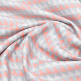 Grey and Orange Small Triangle Screen Printed Cotton Fabric