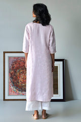 Heavenly Pink Linen Top With White Cotton Bottom
