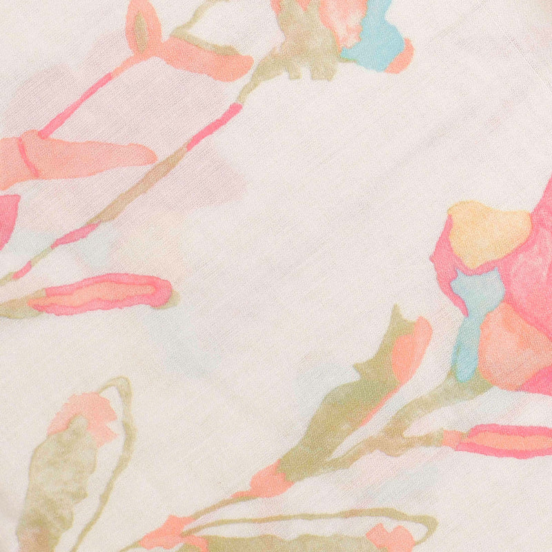 Water Color Effect Floral Printed Cotton Fabric