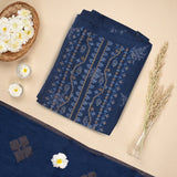 Blue Bemberg Silk Embroidered Top With Viscose Jacquard Dupatta