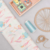 Water Color Effect Floral Printed Cotton Fabric