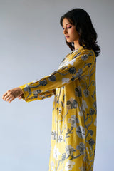 Ceylon Yellow and Grey Bemberg Silk Printed Co-ord Set