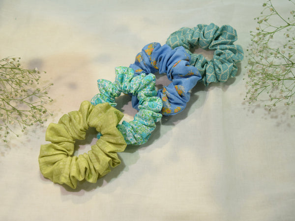 Set of 4- Printed Cotton Scrunchies
