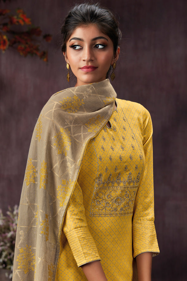 Premium Cotton Printed Kurta with Jacquard Dupatta