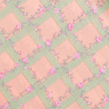 Peach Checkered Screen Printed Cotton Fabric