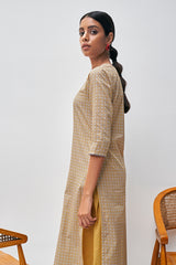Grey and Yellow Cotton Printed Co-ord Set