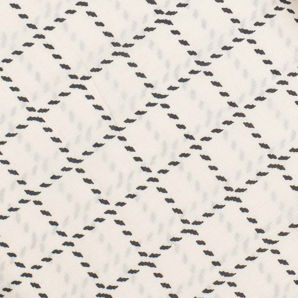 Black and Cream Checkered Screen Printed Cotton Fabric
