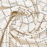 Black and Cream Checkered Screen Printed Cotton Fabric