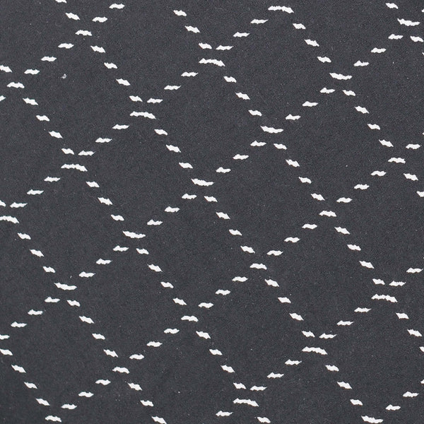 Black Checkered Screen Printed Cotton Fabric
