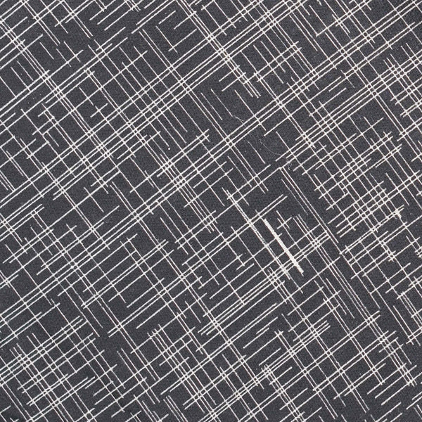 Black Checkered Screen Printed Cotton Fabric