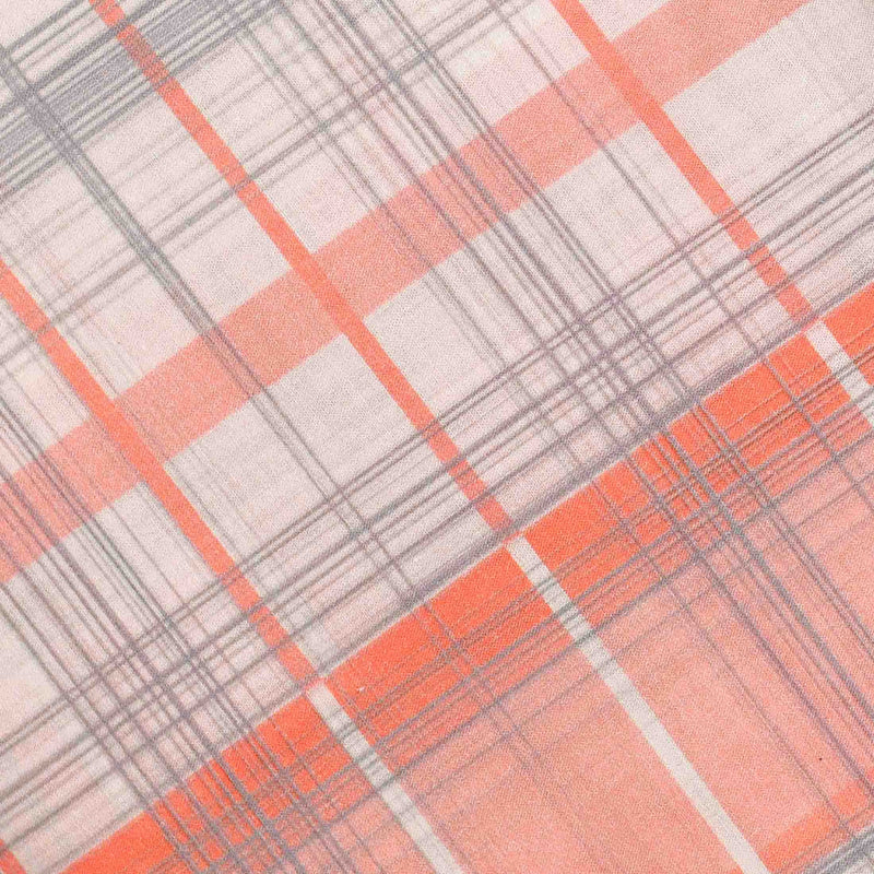 Orange CheckeredScreen Printed Cotton Fabric