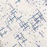 Cream and Blue Hand Printed Geometrical Screen Printed Cotton Fabric