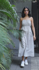 Black and White Back Detailed Dress With Front Pockets