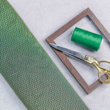 Green Zigzag Pattern Woven Zari Banarasi Fabric