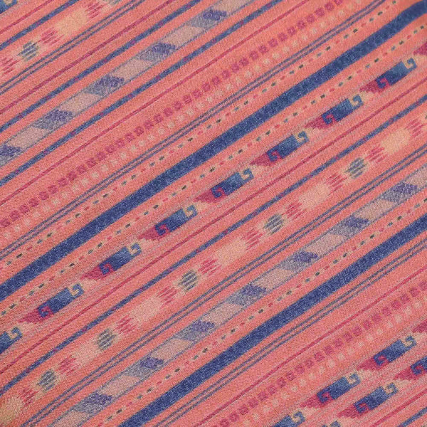 Orange Geometrical Pattern Digital Print Muslin Fabric