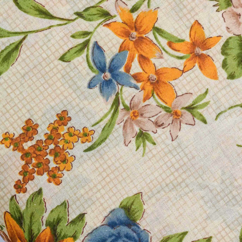 Orange Floral Pattern Cotton Fabric