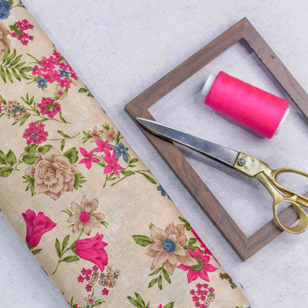 Pink Floral Pattern Cotton Fabric