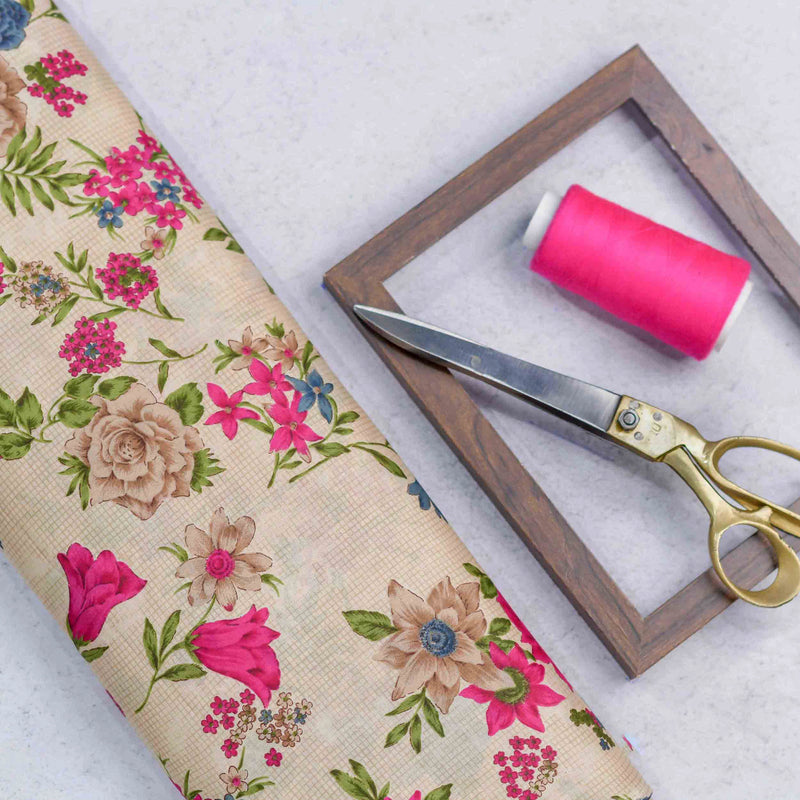 Pink Floral Pattern Cotton Fabric