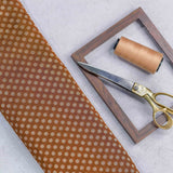 Brown Woven Geometric Pattern Banarasi Fabric