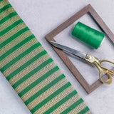 Green Leaf Pattern Woven Zari Banarasi Fabric