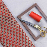 Red Geometrical Pattern Woven Jari Banarasi Fabric