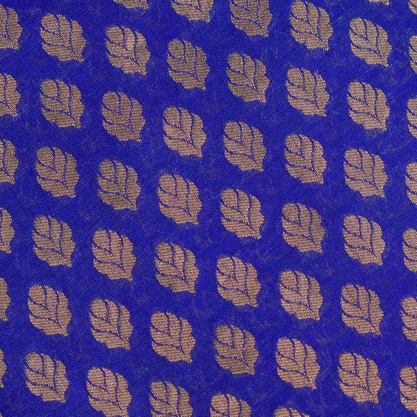 Blue Leaf Pattern Banarasi Fabric