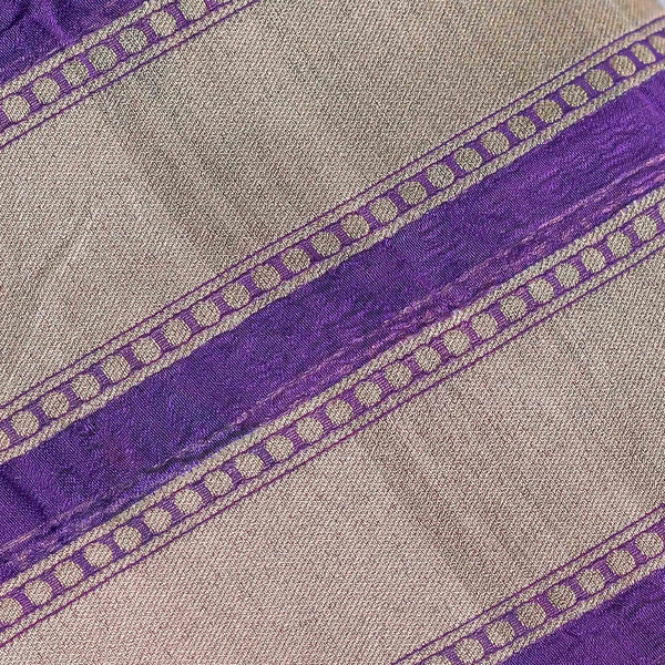 Purple Geometric Pattern Woven Zari Banarasi Fabric