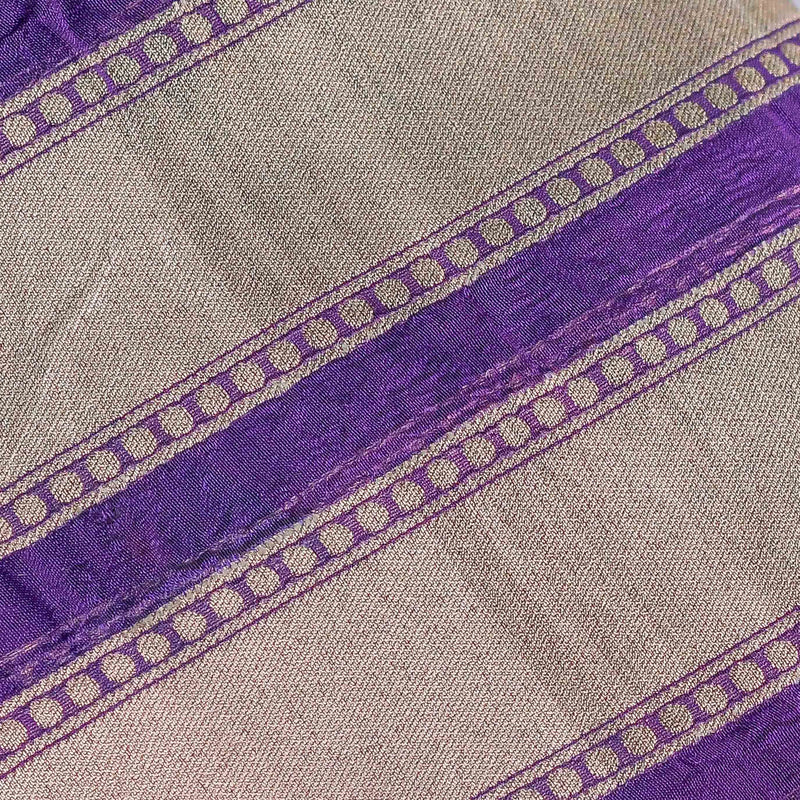 Purple Geometric Pattern Woven Zari Banarasi Fabric