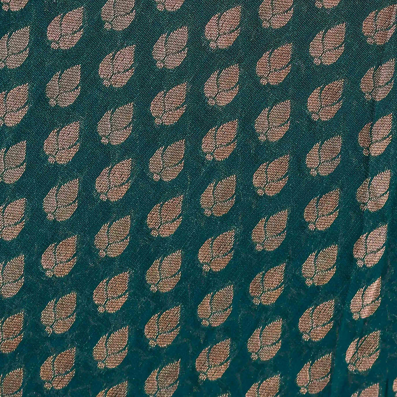 Green Leaf Pattern Banarasi Fabric