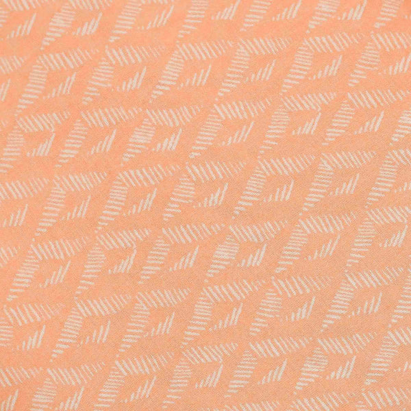 Orange Geometrical Pattern Screen Printed Cotton Fabric