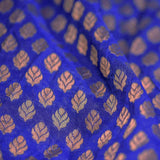 Blue Leaf Pattern Banarasi Fabric