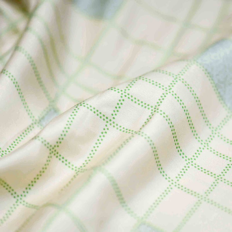 Green Checks Pattern Cotton Satin Fabric