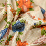 Orange Floral Pattern Cotton Fabric