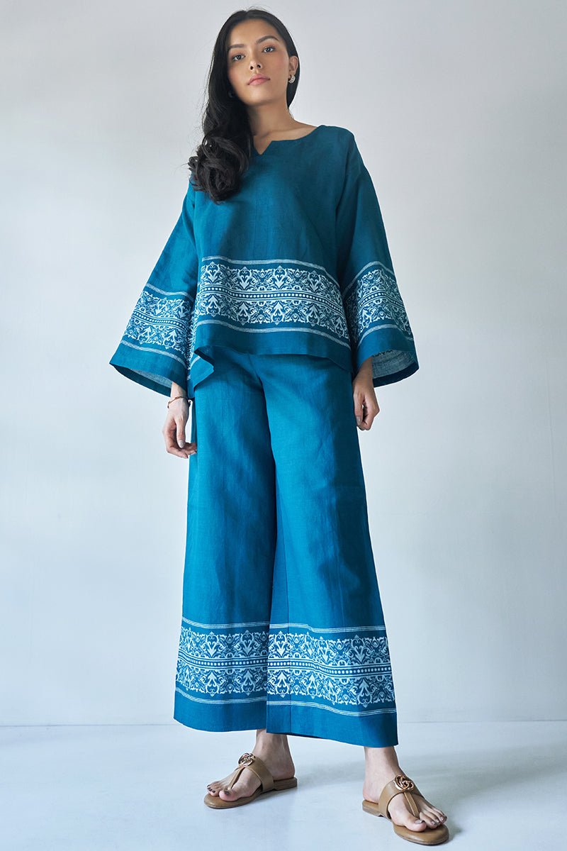 At Ease Teal Blue Linen Co-ord Set