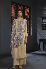 Habutai Silk Embroidered Suit with Velvet Dupatta