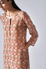 At Ease Beige Paisely Bemberg Silk Coord Set