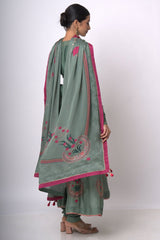 Aspen Green Raw Silk Anarkali Salwar Suit